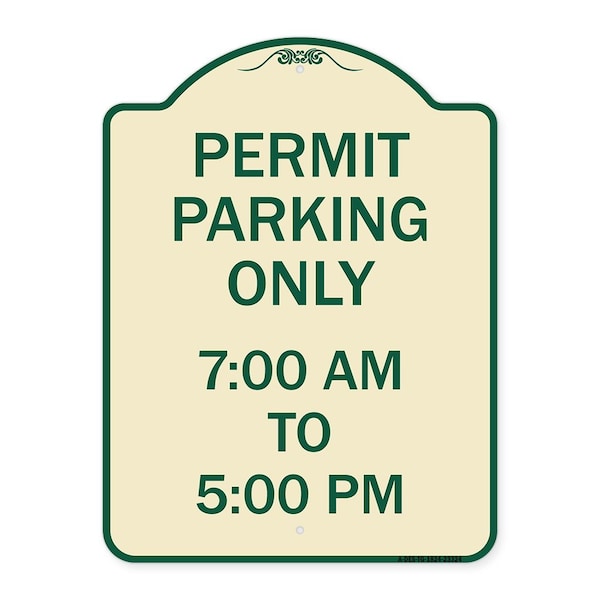 Signmission Permit Parking 7-00 Am to 5-00 Pm Heavy-Gauge Aluminum Architectural Sign, 24" x 18", TG-1824-23324 A-DES-TG-1824-23324 - main